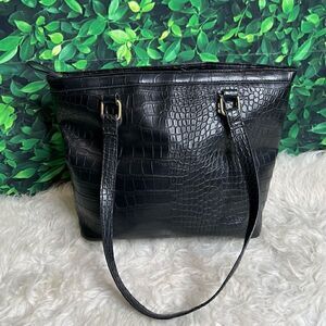 Bueno black faux leather snake style shoulder bag / purse